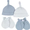 Just Born - 4Pk Hat And Cuff Mitten Set Baby Boy 0-6M Blue