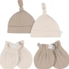 Just Born - 4Pk Hat And Cuff Mitten Set Baby Neutral 0-6M Tan