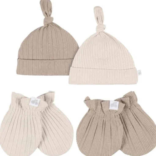 Just Born - 4Pk Hat And Cuff Mitten Set Baby Neutral 0-6M Tan