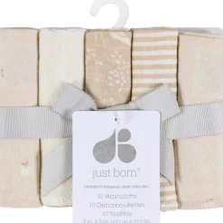 Just Born - 10Pk Knit Terry Washcloths Neutral Tan