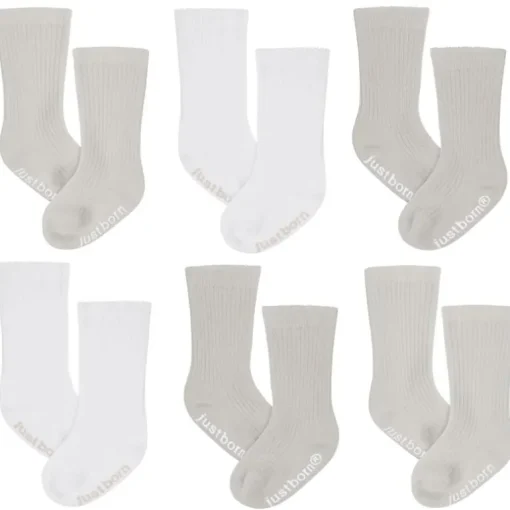 Just Born - 6Pk Rolled Cuff Ribbed Socks Baby Neutral