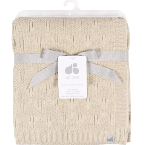Just Born - 1Pk Sweater Knit Blanket Baby Neutral Tan