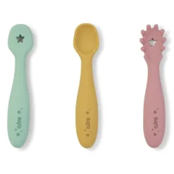 Kalencom - Set Of 3 Training Spoons, Blossom + Mustard + Hunter