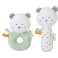 Kalencom - Sweet & Fun Rattle Ring + Squeaker, Hunter Mint (Set Of 2)