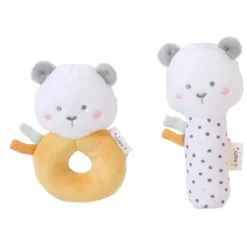 Kalencom - Sweet & Fun Rattle Ring + Squeaker, Mustard (Set Of 2)