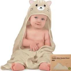 Keababies - Cuddle Baby Hooded Towel, Cat