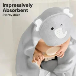 Keababies - Cuddle Baby Hooded Towel, Elephant