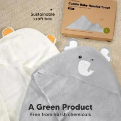 Keababies - Cuddle Baby Hooded Towel, Elephant