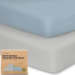 Keababies - Isla Fitted Mini Crib Sheets, Pack And Play Sheet, Steel