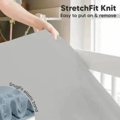 Keababies - Isla Fitted Mini Crib Sheets, Pack And Play Sheet, Steel