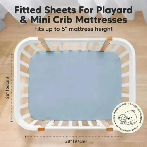 Keababies - Isla Fitted Mini Crib Sheets, Pack And Play Sheet, Steel