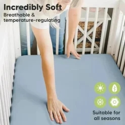 Keababies - Isla Fitted Mini Crib Sheets, Pack And Play Sheet, Steel