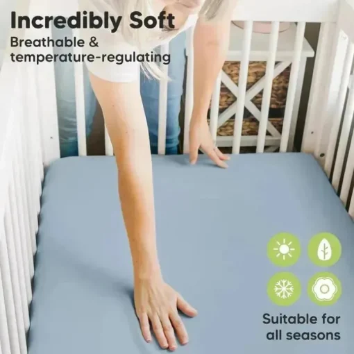 Keababies - Isla Fitted Mini Crib Sheets, Pack And Play Sheet, Steel