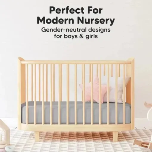 Keababies - Isla Fitted Mini Crib Sheets, Pack And Play Sheet, Steel