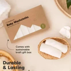 Keababies - 6-Pack Baby Wash Cloths, White