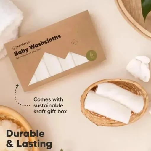 Keababies - 6-Pack Baby Wash Cloths, White