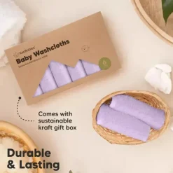 Keababies - 6-Pack Baby Wash Cloths, Soft Lilac