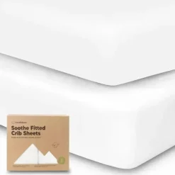 Keababies - 2-Pack Organic Cotton Fitted Crib Sheet, | Soft White