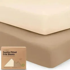 Keababies - 2-Pack Organic Cotton Fitted Crib Sheet, Pecan