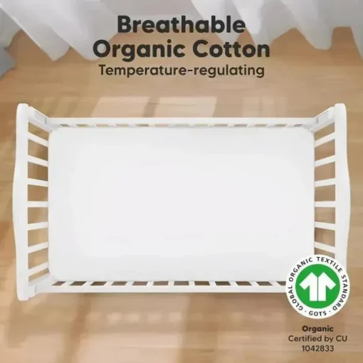 Keababies - 2-Pack Organic Cotton Fitted Crib Sheet, | Soft White