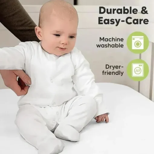 Keababies - 2-Pack Organic Cotton Fitted Crib Sheet, | Soft White
