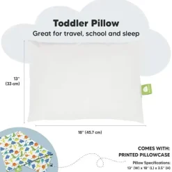 Keababies - 13X18 Toddler Pillow With Pillowcase, Happy Dino