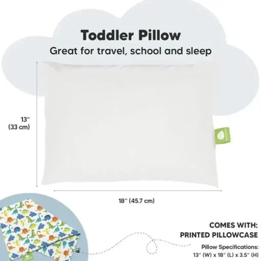 Keababies - 13X18 Toddler Pillow With Pillowcase, Happy Dino
