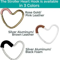 Kidco - BUGGY HEART HOOK da BUGGYGEAR, alumínio prateado/couro marrom