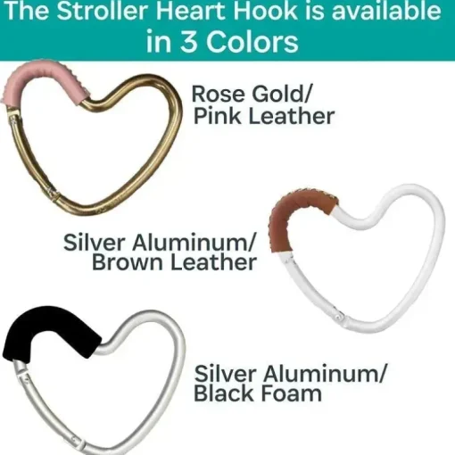 Kidco - BUGGY HEART HOOK da BUGGYGEAR, alumínio prateado/couro marrom