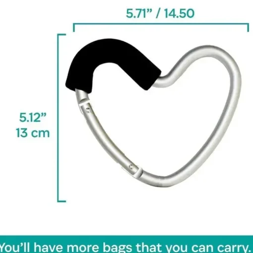 Kidco - BUGGY HEART HOOK da BUGGYGEAR, espuma preta/alumínio prateado