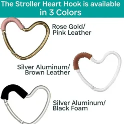 Kidco - BUGGY HEART HOOK da BUGGYGEAR, ouro rosa/couro rosa