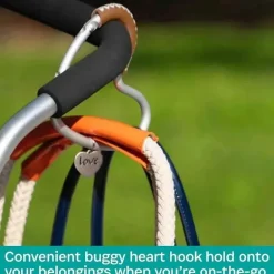 Kidco - BUGGY HEART HOOK da BUGGYGEAR, alumínio prateado/couro marrom