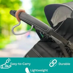 Kidco - BUGGY HEART HOOK da BUGGYGEAR, alumínio prateado/couro marrom