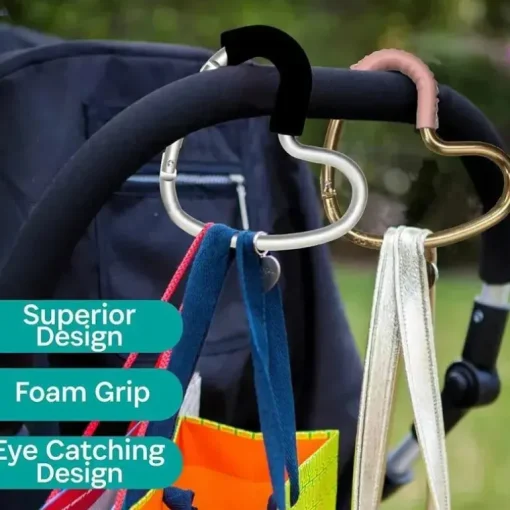 Kidco - BUGGY HEART HOOK da BUGGYGEAR, espuma preta/alumínio prateado