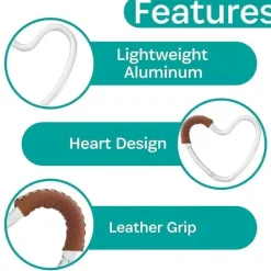 Kidco - BUGGY HEART HOOK da BUGGYGEAR, alumínio prateado/couro marrom