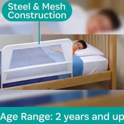 Kidco - Protetor de trilho para cama infantil em malha de 39 polegadas de comprimento, branco