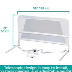 Kidco - Protetor de trilho para cama infantil em malha de 39 polegadas de comprimento, branco