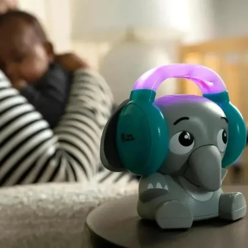 Kids II - Baby Einstein Earl The Elephant Máquina de som de chupeta Bluetooth, luz noturna de música de fluxo