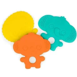Kids II - Bright Starts Gummy Buddies 3-Pack mordedores texturizados, elefante, leão, macaco