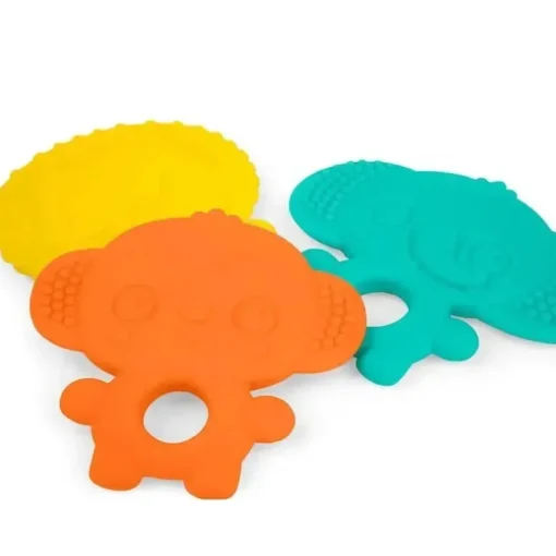 Kids II - Bright Starts Gummy Buddies 3-Pack mordedores texturizados, elefante, leão, macaco