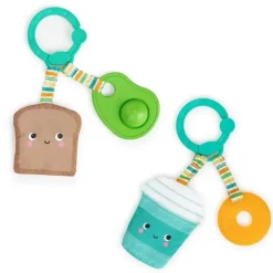 Kids II - Bright Starts Par Perfeito Brinquedo Mordedor 2 em 1, Café e Donuts