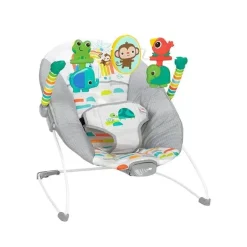 Kids II - Bright Starts Playful Paradise Confortável Cadeirinha para Bebê com Vibração Calmante