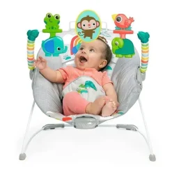 Kids II - Bright Starts Playful Paradise Confortável Cadeirinha para Bebê com Vibração Calmante