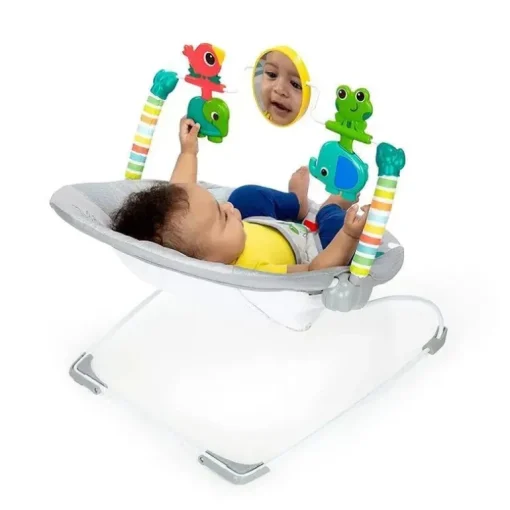 Kids II - Bright Starts Playful Paradise Confortável Cadeirinha para Bebê com Vibração Calmante