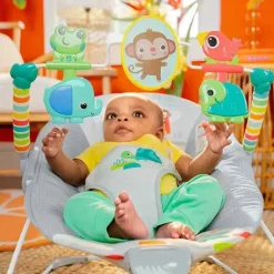 Kids II - Bright Starts Playful Paradise Confortável Cadeirinha para Bebê com Vibração Calmante