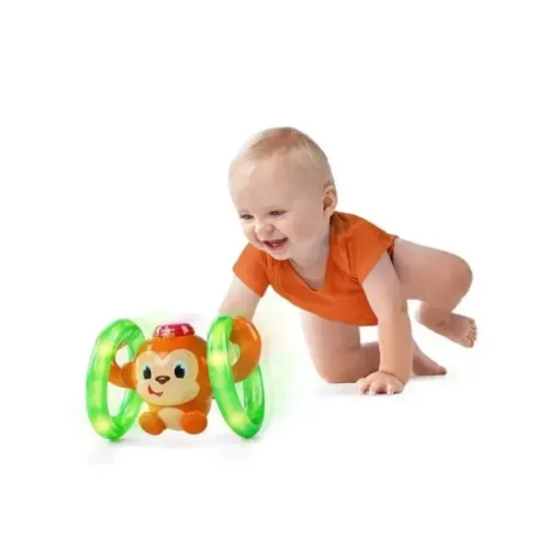 Kids II - Bright Starts Roll &amp; Glow Macaco rastejando brinquedo para bebê