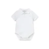Kissy Kissy - Body de manga curta para bebê com gola de malha, branco
