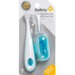 Kit de higiene bucal de 3 peças Safety 1st Grow With Me, azul ártico