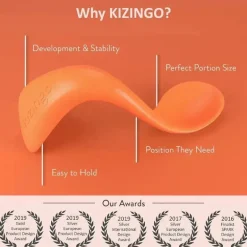 Kizingo - 2Pk Colheres curvas para bebês destros para desmame guiado pelo bebê, pêssegos