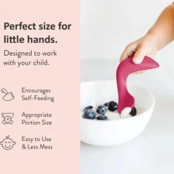 Kizingo - Right-Handed Curved Baby Spoons For Baby-Led Weaning, 2-Pack Light Blue